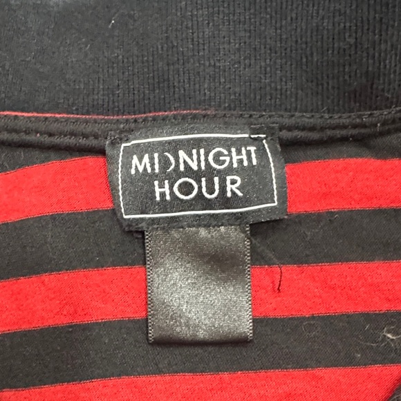 Striped Red and Black Crop Top with Skull Accent - Picture 2 of 6